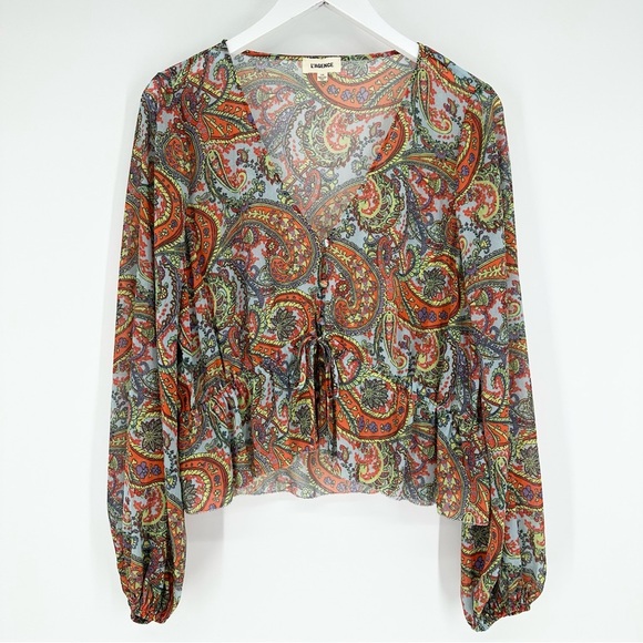 L'AGENCE Tops - L'agence Pixie Bohemian Long Sleeve Paisley Print Crepe De Chine Blouse